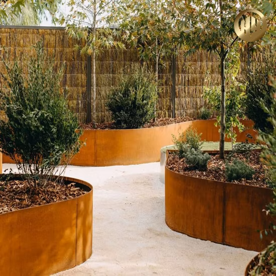 Borda do gramado para decoração de jardim em aço corten ao ar livre