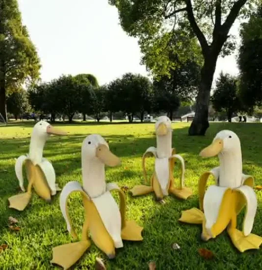 Estátua criativa de arte de pato banana para decoração de pátio jardim jardim ao ar livre Wyz17956