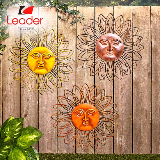 Flor de metal decoração de parede ao ar livre decoração de jardim pendurada decoração de parede floral azul arte