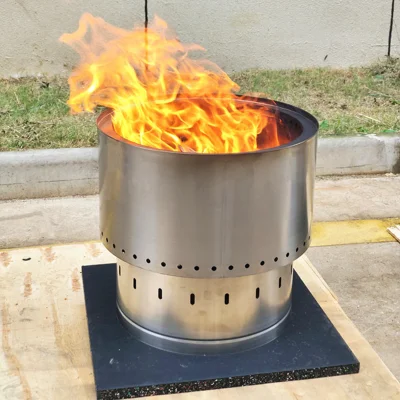 Fogueira de fogueira com tampa superior 13,5 polegadas de aço inoxidável ao ar livre fogueira de quintal queima de madeira natural firebowl